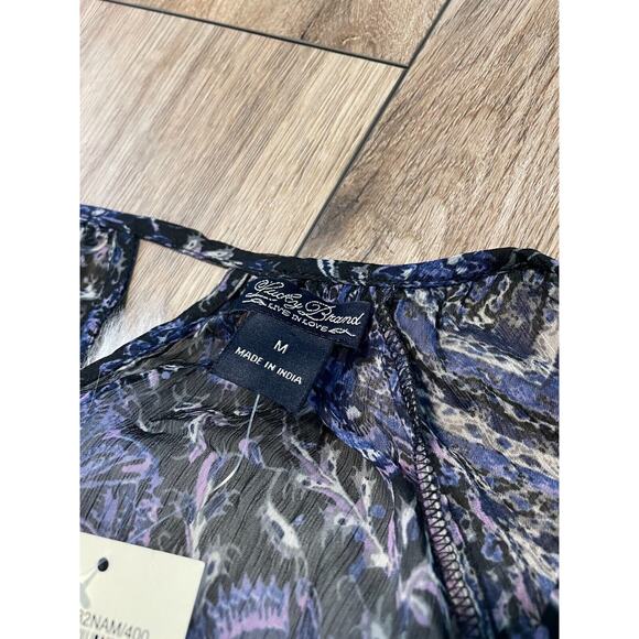 NWT Lucky Brand Live in Love Womens Sz Medium Sheer Blouse Boho Peasant - Picture 4 of 15